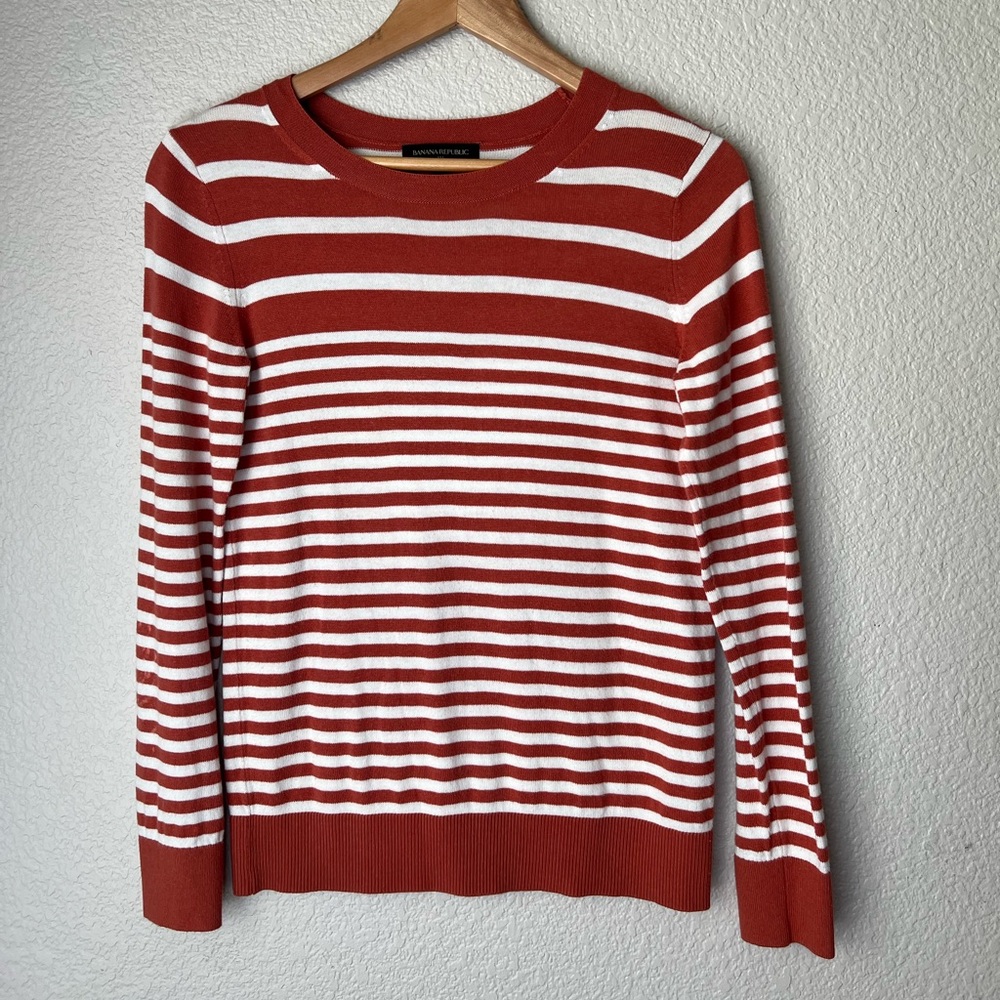 Banana Republic Factory Forever Sweater Rust Stripe, XS